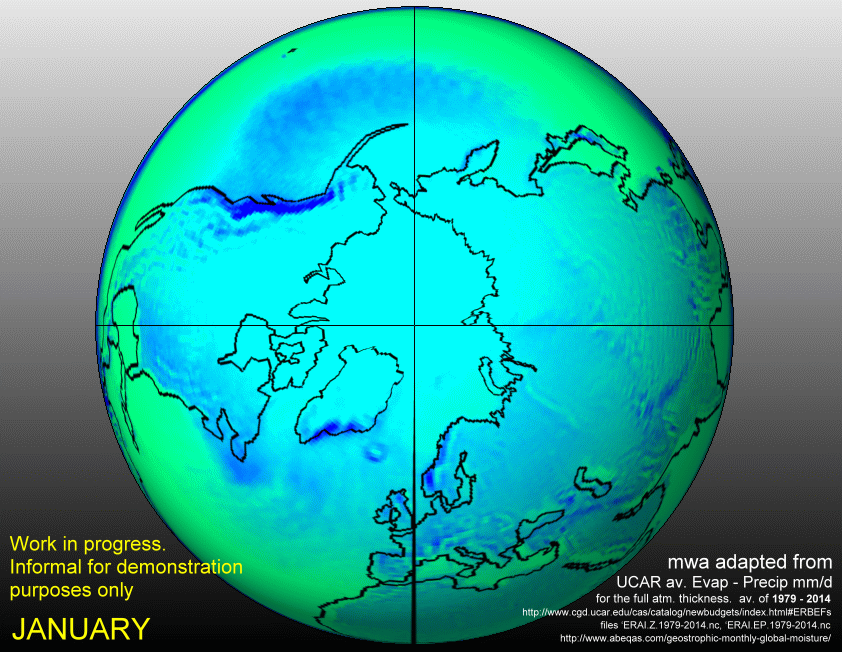 Hemispheric Annual Moisture Vortexes?